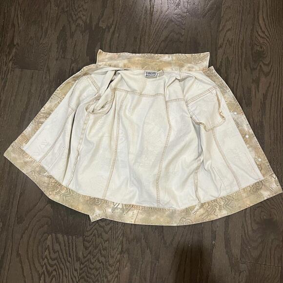 Chicos 0 Womens Art to Wear Jacket Lightweight Denim Primitive Drawings Aztec - Picture 7 of 7